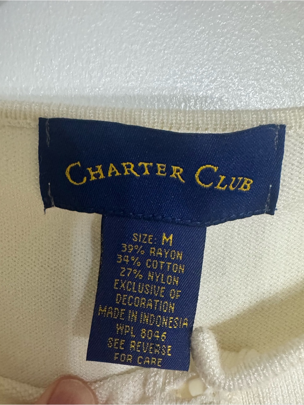 Charter Club Ivory Embroidered Button Cardigan - Picture 4 of 5